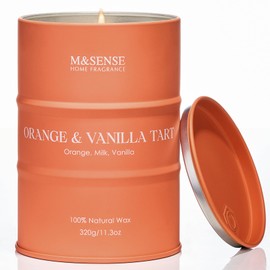 M&SENSE Orange Vanilla Tart Candles for Home Scented?Organic Soy Candles Clean Non Toxic 11.3oz 70 Hours Long Lasting Burning, Highly Scented Citrus Smelling Candles Cozy Room Decor