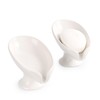 Soap Dish 2Pack, Ceramic Soap Holder Self Draining Cream White