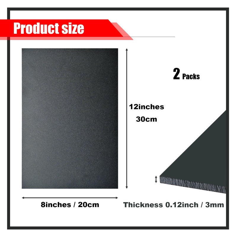 ABS Plastic Sheet 1/8 Inch Thick, 2 Pack 8" x
