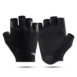 ROCKBROS Cycling Gloves Cycling Gloves Men Women Half Finger Non-Slip Shock Absorbing Gloves Summer for Mountain Bike Road Bike Black M