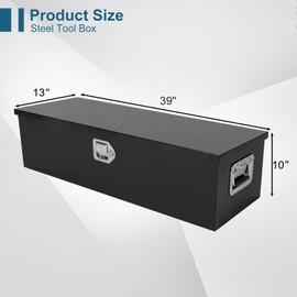 Gooeap 39"X13"X10" Truck bed tool Box Black Heavy Duty Steel Trailer Box Pick Up Chest Toolbox Storage Organizer w/Lock & Keys