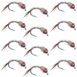 The Fly Fishing Place Bead Head Rainbow Warrior Midge One Dozen - Silver Bead - 12 Flies Size 14 - Tailwater Fly Fishing Flies