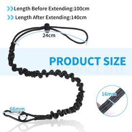 DBREAKS Pack of 6 Tool Fall Protection, Safety Lanyard with Carabiner, Tool Lanyard, Shock Absorbing Tool Safety Lanyard, Tool Lead Fall Protection for Work Equipment (Black)