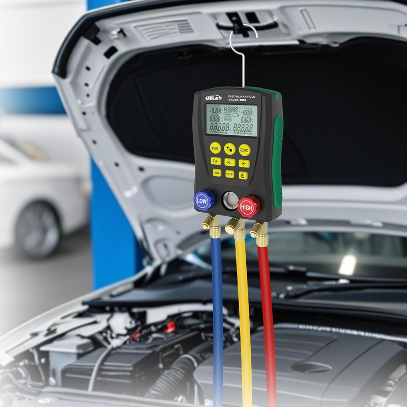 BELEY Digital Manifold HVAC Gauge Set,93 Refrigerants Dual Pressure&Temp Test