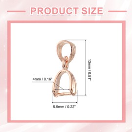 QUARKZMAN Pack of 2 925 Sterling Silver Pinch Bail, 13 mm Pendant Clasp Pendant Bail Connector Pinch Clip Bail Clasp for Jewellery Making Accessories Bracelet Necklace Rose Gold