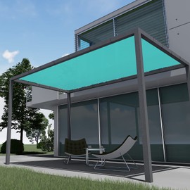 E&K 10'x12' Waterproof Sun Shade Sail Straight Edge Rectangle Canopy Shade Cover with Grommets UV Block for Pergola Backyard Garden Patio Deck Outdoor (Turquoise)