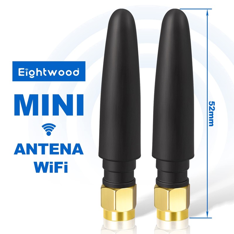 Eightwood WiFi Antenna, Small 2.4G/5G RP SMA Antenna, Lightweight Plug,