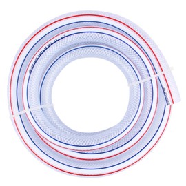 DERPIPE Soft Braided PVC Tubing - 3/4" ID x 1" OD High Pressure Clear Flexible PVC Tube Reinforced Vinyl Hose for Water, Oil with 2pcs Hose Clamps (10Ft)