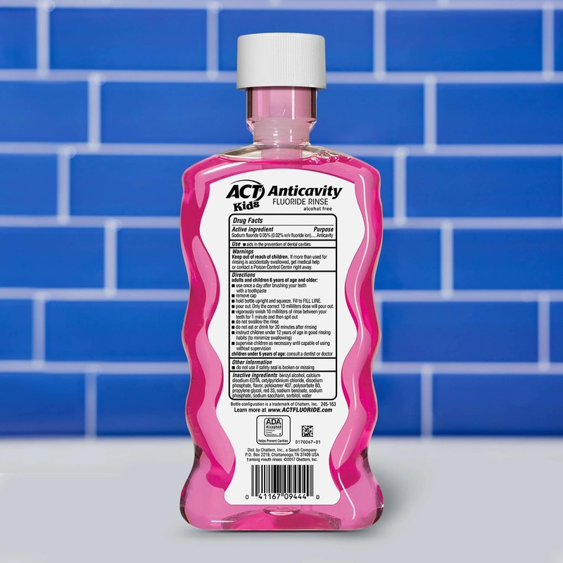 ACT Kids Anticavity Fluoride Rinse for Bad Breath Treatment, Bubble