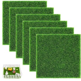 Heanvmyss Artificial Pet Pee Grass Mat for Puppy,6 Piece Miniature Artificial Ornament Grass Rug,Fake Grass Mat,Replacement Artificial Grass Turf,Patio Lawn Decoration for Indoor Outdoor(15x15cm)