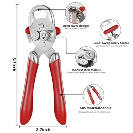 Multi-function Manual Can Opener Bottle Opener, Oversized Hand-held Easy Rotary Knob, Safe Cut Can Opener with Non-Slip Handle, Smoother Cut Sharp Blade for Seniors Kitchen Tool, Red