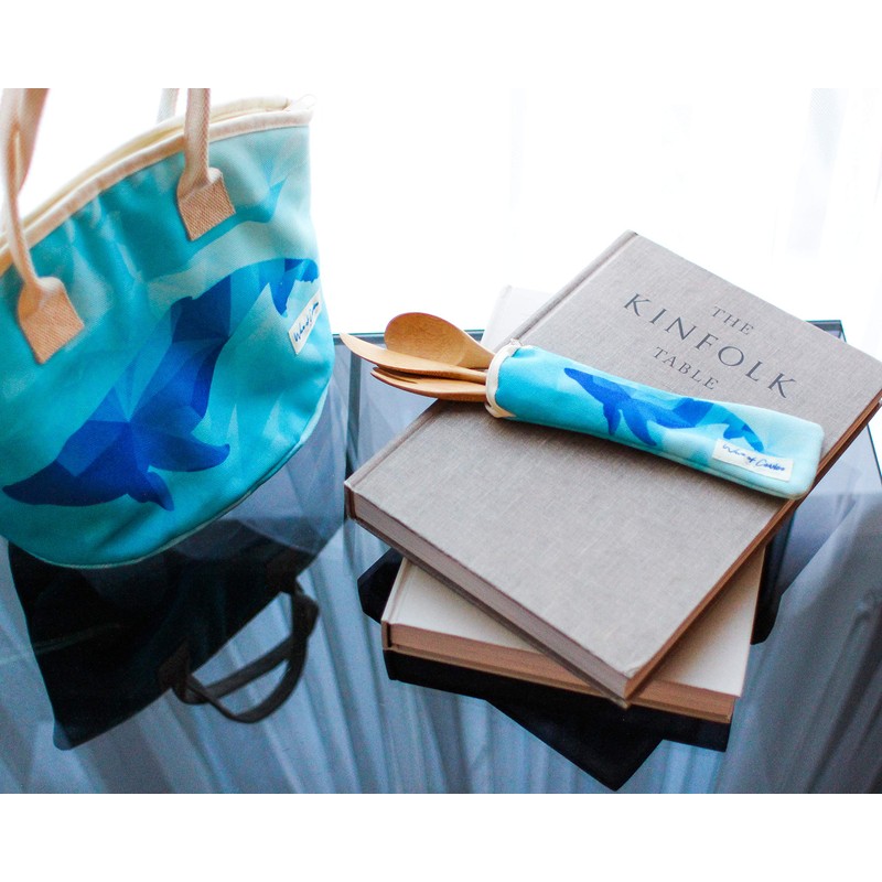 Waves of Change Reusable Bamboo Utensil Set w/Recycled Plastic Utensil