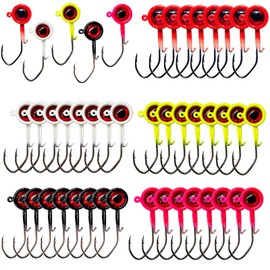 Bombite 40pack Crappie Jig Heads,Crappie Jigs Fishing Jig Heads Hook Lure Fishing Jigs Heads for Crappie Bass Fishing 1/32oz