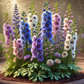 Delphinium Dwarf Mix Seeds – Delphinium Elatum | Perennial | Compact, Colorful Blooms for Borders & Containers