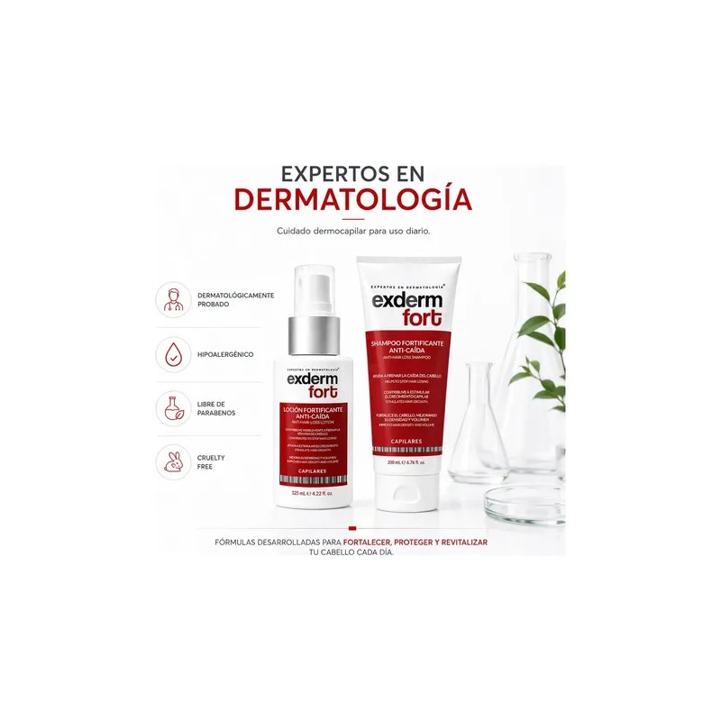 Kit Exderm Fort Shampoo + Loción Anticaída Cabello Revitaliz