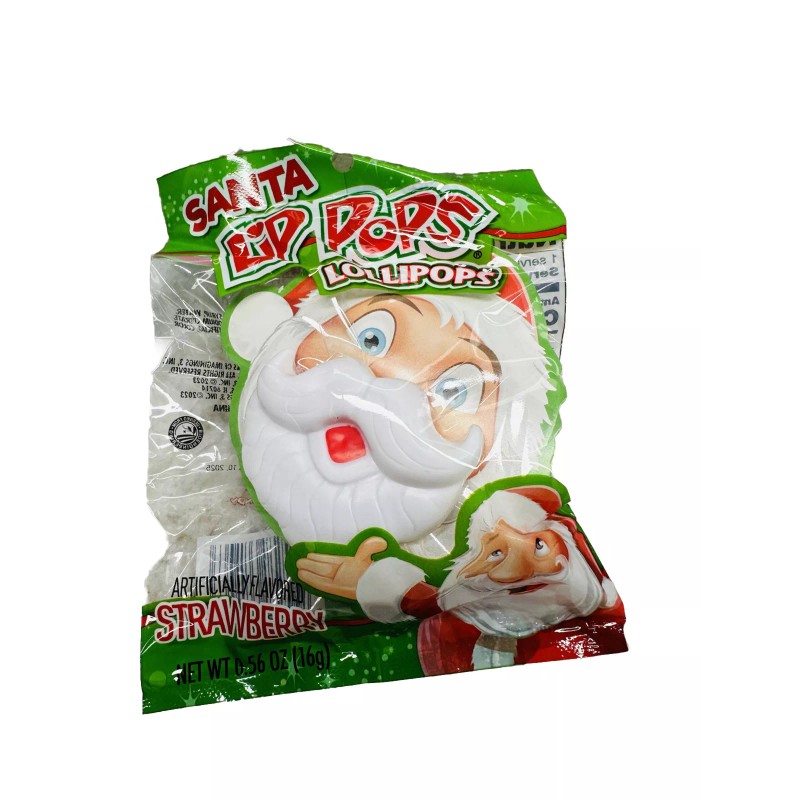 None Flix Candy Santa Lip Pops Strawberry Flavor Stocking Stuffer