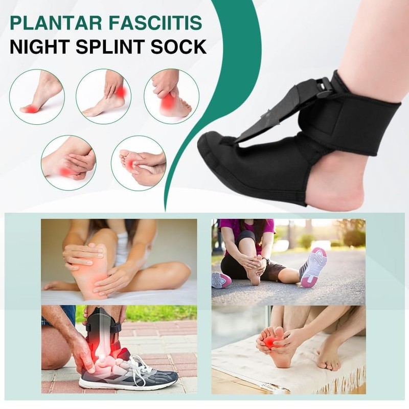 Plantar Fasciitis Support Socks Night Stretching Foot Support (Black, M)