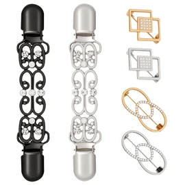 ROPAKED 6 Pcs Cinch Clip Vintage Dress Clips Back Cinch Sweater Clips to Hold Sweater Together Shawl Cardigan Collar Clip to Tighten Dress Pant Waist Tightener for Women(Simple)
