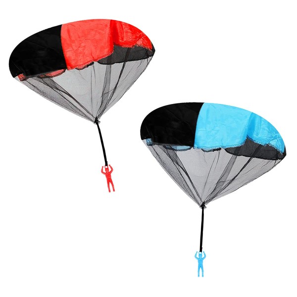 Jagowa 2 Pack Parachute Toy Soldiers - Hand Throwing Army Men for Outdoor Fun - Kids' Paratrooper Flying Toys - Blue & Red - Ideal for Boys and Girls!