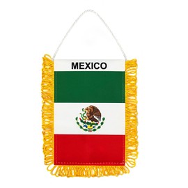 Mexican Flag 4x6 Inch with Fringe for Car Decor, Double Sided Mexico Flags Small MX Bandera de Mexicana Car Window Hanging Decoration