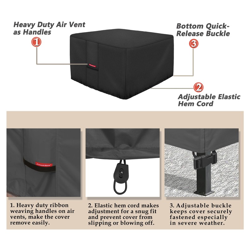 Porch Shield Fire Pit Cover - Waterproof 600D Heavy Duty