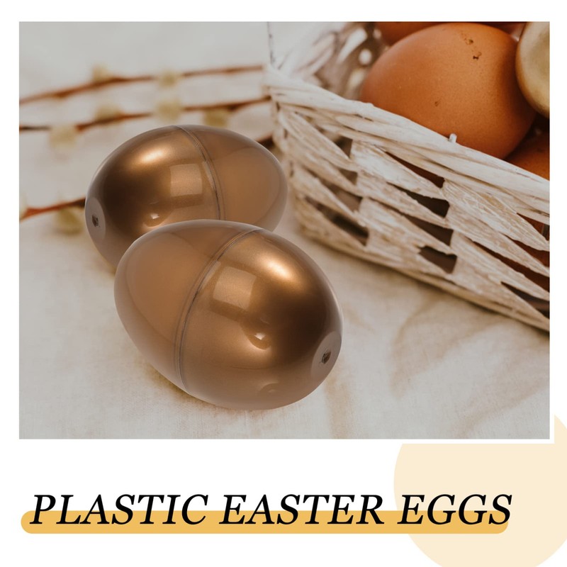 HEMOTON 10pcs Golden Plastic Easter Eggs, 2.95 Fillable Easter Eggs