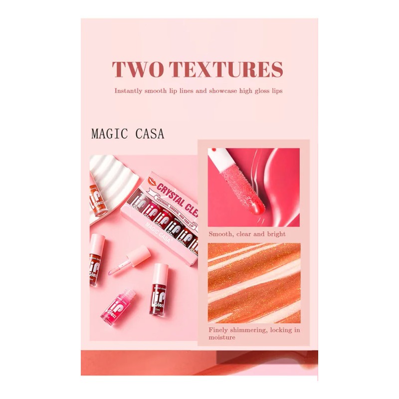 Set De 6 Brillos Labiales Cristal Hidratantes Y Duraderos