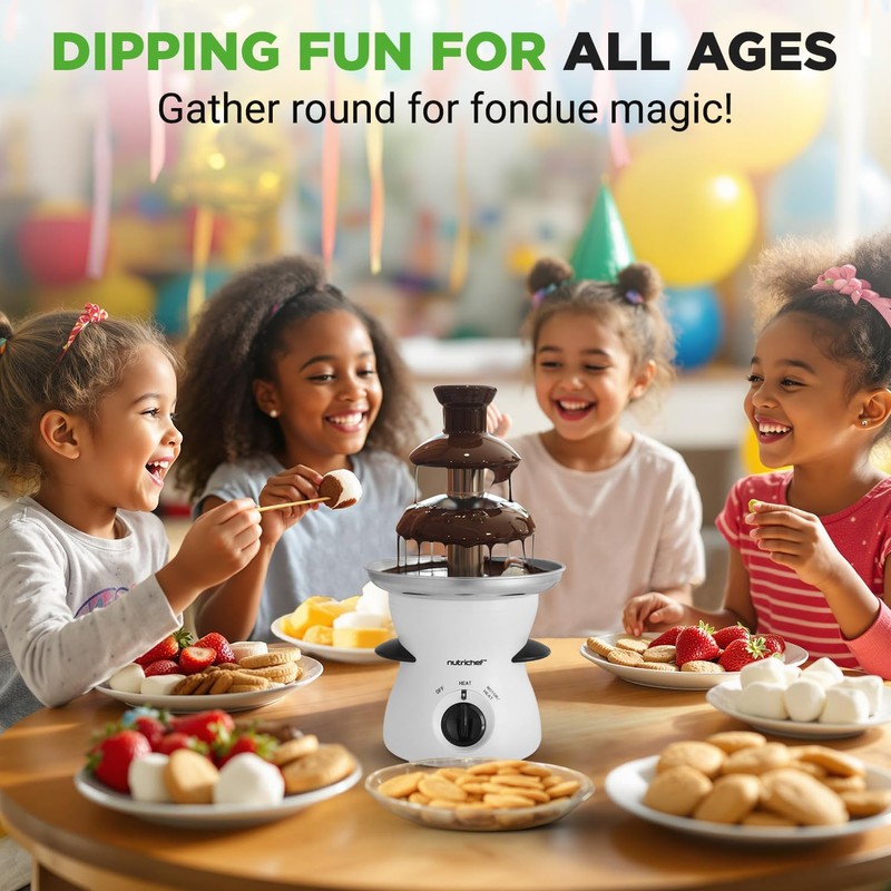 Nutrichef 3 Tier Chocolate Fondue Fountain - Electric Stainless Chocolate