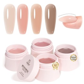 Beetles HEMA-Free Hard Gel Set-Chestnut Breeze 4 Colors 9 in 1 Mini Size Nail Extension Sculpting Apex Building for Salon Professionals,Brown Builder Fall Nails Gel, UV & LED Lamp Needed