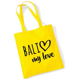 Huuraa Cotton bag Bali my love Gift fabric bag Yellow 10 liters cotton Bali my love Present