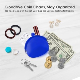 Coin Purse for Women – Silicone Small Coin Pouch with Kiss Lock for Coins, Keys, Lipstick, and Earphones – Mini Cute Change Purse, Coin Purse & Pouch for Daily Life, Cars, Travel, Party