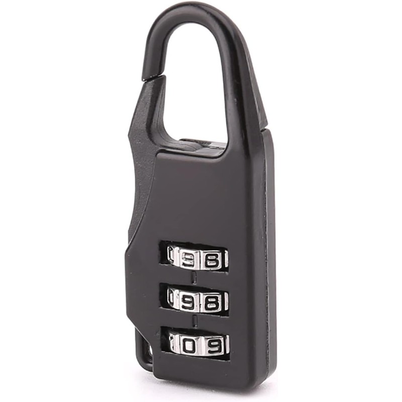 Black Zinc Alloy Three-Wheel Mini Code Lock Luggage Zipper Lock
