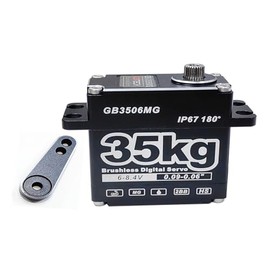 GOTECK 35KG Brushless Digital Servo Large Torque 8.4V Full Metal Gear IP67 Waterproof Steering Servo with 25T Servo Horn for 1/6 1/8 1/10 RC Crawler Car Robot Boat Truck Robot Parts (180 Degree)