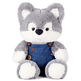Riverwar Big Husky Dog Stuffed Animal,Cute Large Plush Toy with Clothes,18" Soft Gift for Babies, Boys, Girls,Girlfriend on Christmas, Valentine's Day