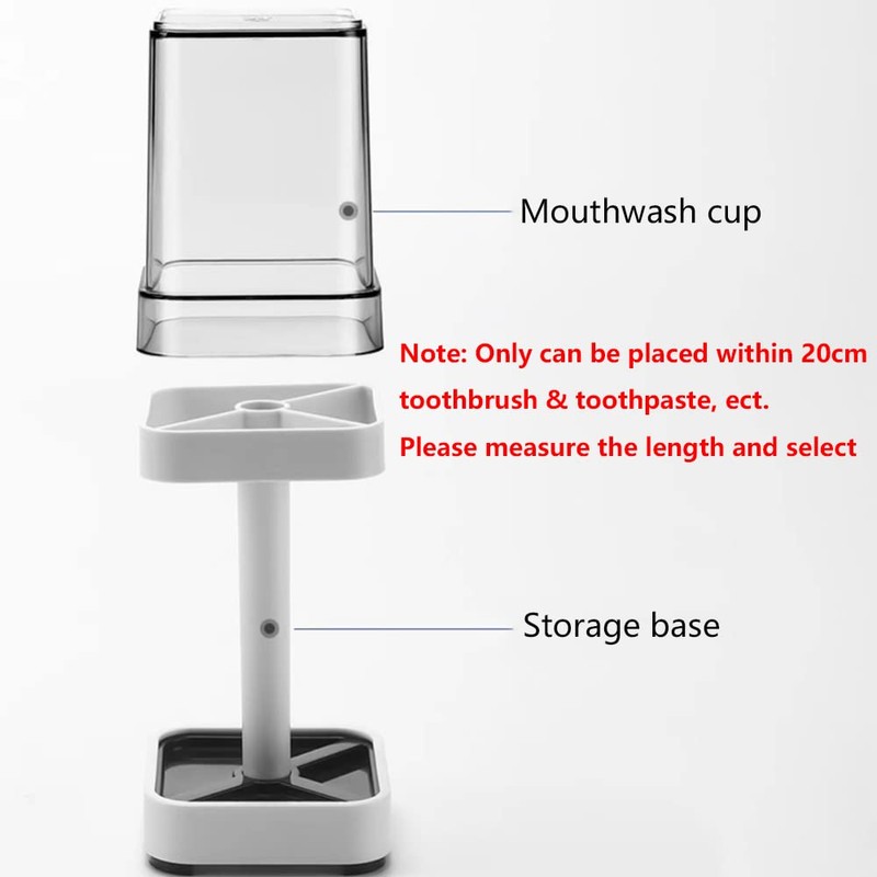 Toothbrush Holder with Cup/Cover Contains 3 Slots, Compatible with Conventional