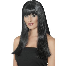 Mystique Black Long Straight Divided Wig for Adult Women, Black