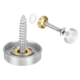 uxcell 12 Pcs Screw Covers Caps, Stainless Steel Mirror Screws Decorative Caps Cover Nails, Mirror Screws Fasteners for Sign Advertising Hardware Construction, 18mm Diameter, Silver