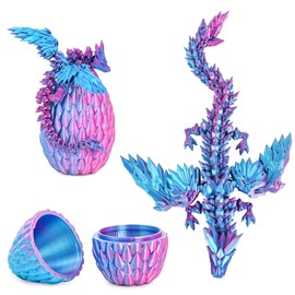 Mydhall Flying Dragon Eggs, 3D Printed Dragon Egg with Articulated Dragon Inside, Toys for Kids, Home Decor, Creative Ornaments, Birthday Gifts for Kids, Easter Gifts, （Mysterious Purple）