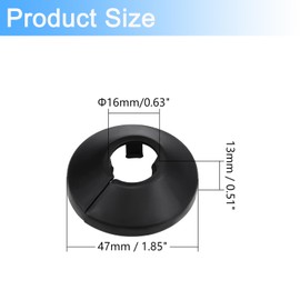 Tayffency Fit 5/8" Outer Diameter Flange Water Pipe Cover Decoration Black 16mm PP Plastic Escutcheon Collar Decoration 1Pc