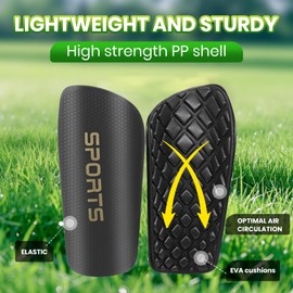 Shin Guards Soccer Kids 2025 Version High-Density Foam Soccer Shin Guard with Sleeves Shin Protective Pads for Youth Toddlers Daily Practice School Competitions Outdoor Play(Black, M)