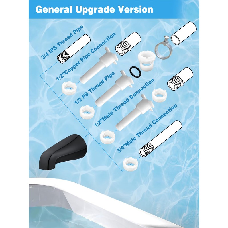 Universal Tub Spout with 5 in 1 Adapter, Bathtub Faucet