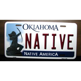 DIGIART INTERNATIONAL OKLAHOMA STATE NATIVE METAL CAR NOVELTY LICENSE PLATE AUTO TAG