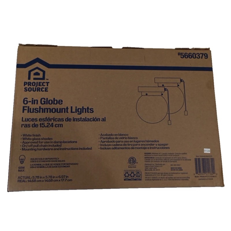 Project Source 2 -Light 6-in Gloss WhiteFlush Mount Light 2