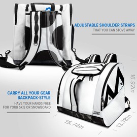 OutdoorMaster Boot Bag POLAR BEAR - 50L Ski Boots and Snowboard Boots Bag, Excellent for Travel with Waterproof Exterior & Bottom - for Men,Women and Youth - White