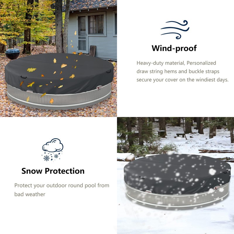 Bitubi 7-8 Ft Steel Round Stock Tank Pool Cover,Upgraded with