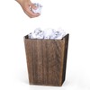 Wood Waste Basket Small Rectangular Trash Can with Handle Compact