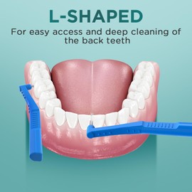 Fremouth 50 Count Angle Interdental Brushes for Braces, Extra Tight(0.6mm), Tight(0.7mm), Medium(0.8mm), Wide(1.0mm,1.2mm), L- Shaped Interproximal Floss for Dental Plaque Removal Health, 5 Sizes.