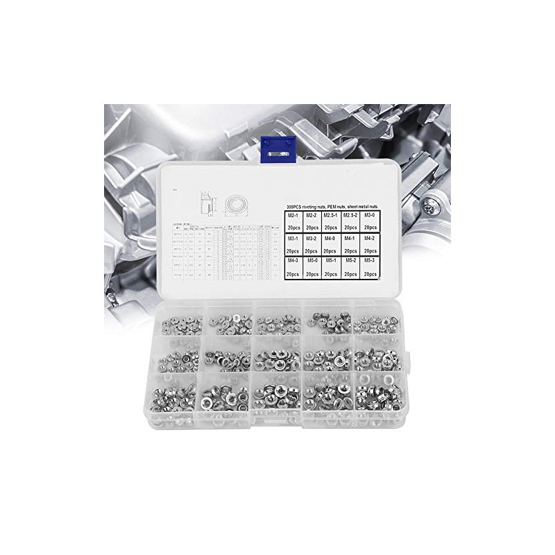 300 Pieces PEM Nuts Rivet Nuts Assortment Kit Rivet Nut