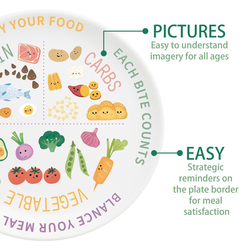 Viynran 10 Inch Portion Control Plate for Adults - Cute
