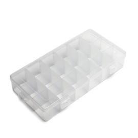 MroMax PP Component Storage Box 230x118x42mm Plastic Organizer Adjustable Container 18 Removable Grids Tool Boxes for Electronic Component Small Accessories Transparent Color 1Pc